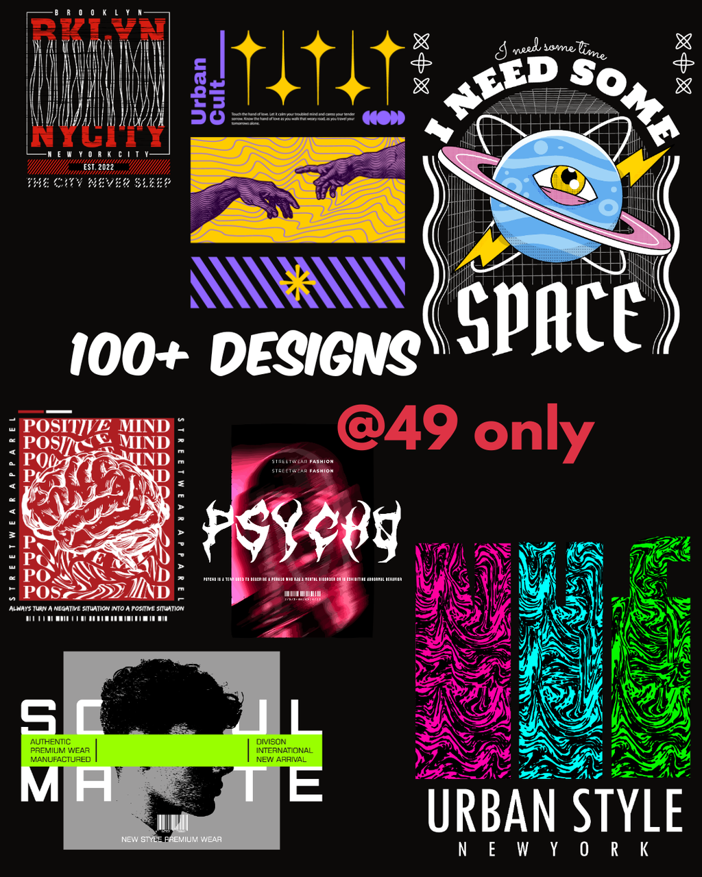 Exclusive T-Shirt Designs| 100+ Premium Designs.